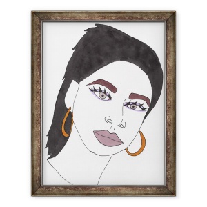 Tablou inramat - Daisy de Villeneuve - Fata cu Par Negru, 70 x 90 cm