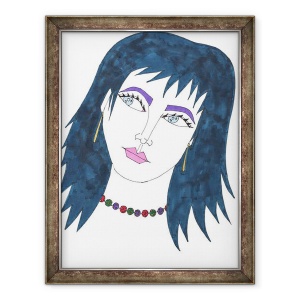 Tablou inramat - Daisy de Villeneuve - Fata cu parul bleumarin, 70 x 90 cm