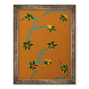 Tablou inramat - Daisy de Villeneuve - Flori de fundal maro, 60 x 80 cm