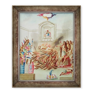 Tablou inramat - Diego Garcia Panes y Avellan - Tome 3 fol.132, Un sacrificiu uman, de la Teatro de la Nueva Espana, 70 x 85 cm