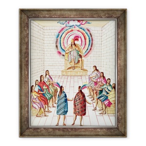 Tablou inramat - Diego Garcia Panes y Avellan - Tome 3 fol.7, Montezuma II si Consiliul sau, din Teatro de la Nueva Espana, 70 x 85 cm