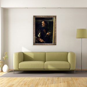 Tablou inramat - Diego Rodriguez de Silva y Velazquez - Las Meninas sau Familia lui Filip al IV-lea, detaliu al artistului la sevaletul sau, 70 x 90 cm - Img 2