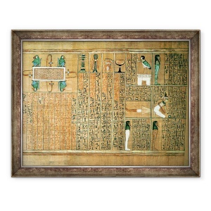 Tablou inramat - Egyptian 19th Dynasty - Detaliu ilustrand decedatul si Ba lui, din Cartea mortilor scribului Orice, 70 x 90 cm