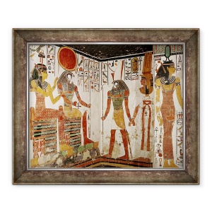 Tablou inramat - Egyptian 19th Dynasty - Nefertari este adus in fata zeului Re-Horakhty de Horus, din mormantul lui Nefertari., 50 x 60 cm