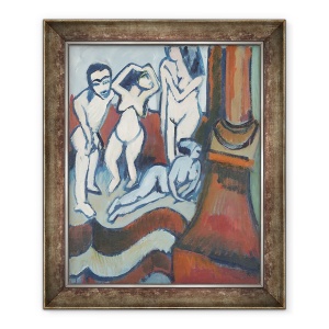 Tablou inramat - Ernst Ludwig Kirchner - Patru sculpturi in lemn recto, 50 x 60 cm