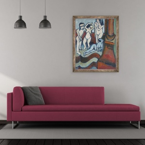 Tablou inramat - Ernst Ludwig Kirchner - Patru sculpturi in lemn recto, 50 x 60 cm - Img 2
