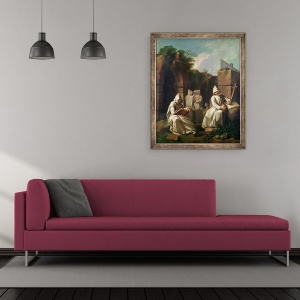 Tablou inramat - Etienne Jeaurat - Calugarii Cartuzieni in meditatie, 50 x 60 cm - Img 2