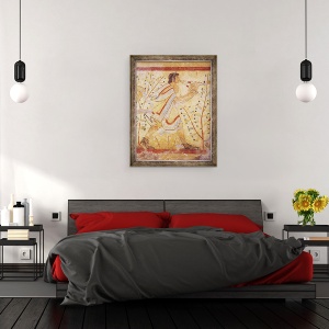 Tablou inramat - Etruscan - Muzician cantand Pipe, din Mormantul Leopardului, 60 x 80 cm - Img 3
