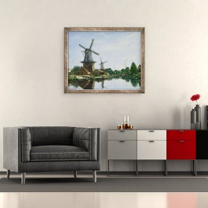 Tablou inramat - Eugene Louis Boudin - Mori de vant olandeze, 50 x 60 cm - Img 2