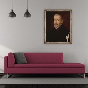 Tablou inramat - Eugenio Caxes, - Portretul lui Lope Felix de Vega Carpio 1562-1635 ulei pe panza, 50 x 60 cm - Img 2