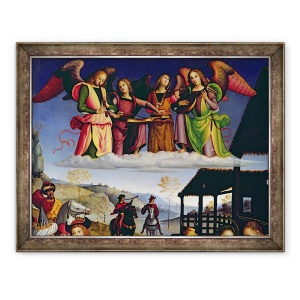 Tablou inramat - Eusebio da San Giorgio - Adorarea Magilor, detaliu al muzicienilor de inger, 70 x 90 cm