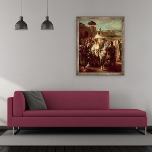 Tablou inramat - Ferdinand Victor Eugene Delacroix - Abd Ar-Rahman, sultanul Maroc, 70 x 85 cm - Img 2