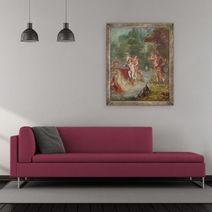 Tablou inramat - Ferdinand Victor Eugene Delacroix - Cele patru anotimpuri, vara - Diana si Actaeon, 50 x 60 cm - Img 2