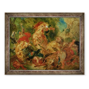Tablou inramat - Ferdinand Victor Eugene Delacroix - Studiu pentru Vanatoarea de Lei, 60 x 80 cm