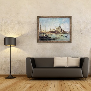 Tablou inramat - Francesco Guardi - Venetia, Punta della Dogana cu Santa Maria della Salute, 70 x 90 cm - Img 2