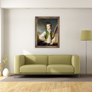 Tablou inramat - Francis Cotes - Charles Collyer ca un baiat, cu o bata de cricket, 60 x 80 cm - Img 3