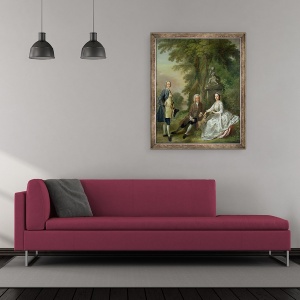 Tablou inramat - Francis Hayman - Jonathan Tyers d.1767 si fiica sa, Elisabeta, si sotul ei, John Wood, 50 x 60 cm - Img 2