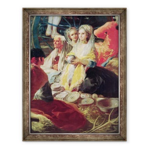 Tablou inramat - Francisco Jose de Goya y Lucientes - Doamnele cumpara ceramica la un stand din Madrid, 70 x 90 cm