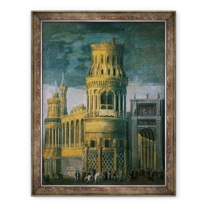 Tablou inramat - Francois de Nome - Fantezie arhitecturala care prezinta martiriul unui sfant feminin, 70 x 90 cm