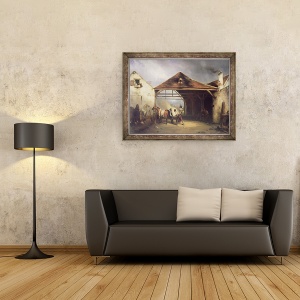 Tablou inramat - Francois-Emile de Lansac - Un Farrier incaltand un cal, 60 x 80 cm - Img 2