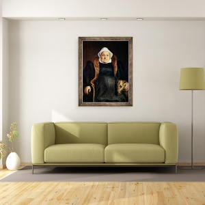 Tablou inramat - Frans Floris - Portretul unei femei in varsta sau, Sotia Falconer, 70 x 90 cm - Img 2