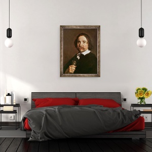 Tablou inramat - Frans Hals - Portretul unui barbat Cu O Manusa si Par Negru, 60 x 80 cm - Img 3