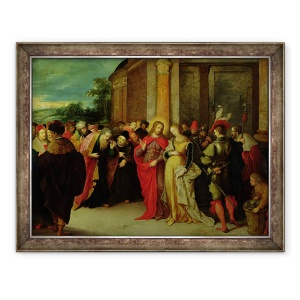 Tablou inramat - Frans II Francken the Younger - Hristos si femeia luate in adulter, 60 x 80 cm