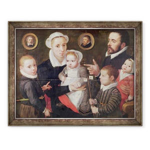 Tablou inramat - Frans Menton d'Alkmaar - Portretul unei familii, parintii cu copiii si stramosii lor, 70 x 90 cm