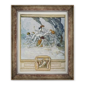 Tablou inramat - Franz von Bayros - Ilustratie din Comedia divina a lui Dante, Inferno, Canto XXX - 22, 70 x 85 cm