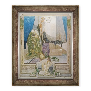 Tablou inramat - Franz von Bayros - Ilustratie din Comedia divina a lui Dante, Paradise, Canto IX, 70 x 85 cm