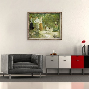 Tablou inramat - Fritz von Uhde - Vedere a gradinii artistului cu fiicele sale, 50 x 60 cm - Img 2