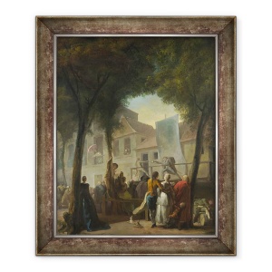 Tablou inramat - Gabriel de Saint-Aubin - Un spectacol de strada in Paris, 70 x 85 cm