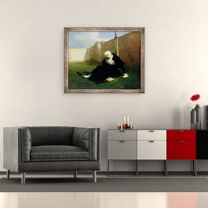 Tablou inramat - Gabriel Max - Calugarita din Gradina Manastirii, 50 x 60 cm - Img 2