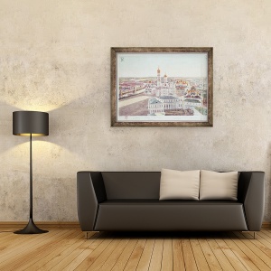 Tablou inramat - Gadolle - Panorama Moscovei, detalii ale catedralelor din Kremlin, 70 x 90 cm - Img 2