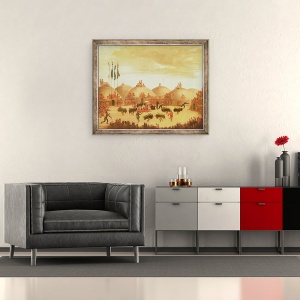 Tablou inramat - George Catlin - Dansul taurilor, 70 x 85 cm - Img 2