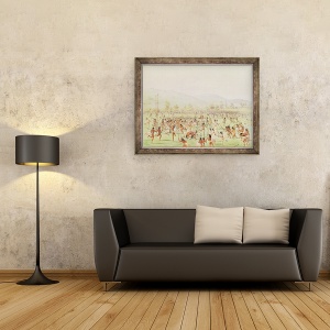 Tablou inramat - George Catlin - Indian Ball joc, 70 x 90 cm - Img 2