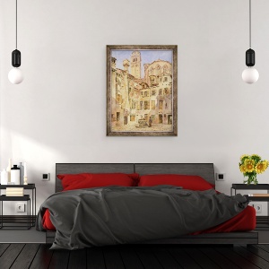 Tablou inramat - George Price Boyce - Biserica Frari, Venetia, de la Campiello San Rocco, 60 x 80 cm - Img 3