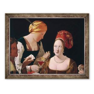 Tablou inramat - Georges de la Tour - Cheat cu asul de caro, detaliu reprezentand cele doua femei, 60 x 80 cm