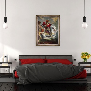 Tablou inramat - Georges Lallemand - Sfantul Martin impartind mantaua cu cersetorul, 70 x 90 cm - Img 3