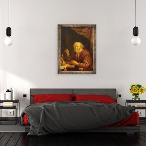 Tablou inramat - Gerard Dou - Cantarire aur, 60 x 80 cm - Img 3