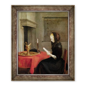 Tablou inramat - Gerard Terborch - Femeie de lectura, 50 x 60 cm