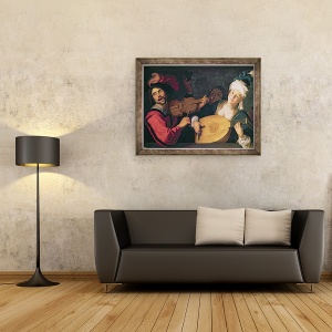 Tablou inramat - Gerrit van Honthorst - Concertul, 70 x 90 cm - Img 2