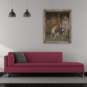 Tablou inramat - Giandomenico Tiepolo - Pulcinella cu Acrobati, 50 x 60 cm - Img 2