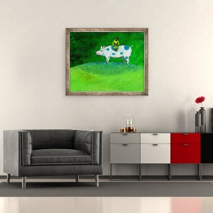 Tablou inramat - Gigi Sudbury - Porcul meu cu pete albastre m-a luat acasa, 70 x 85 cm - Img 2