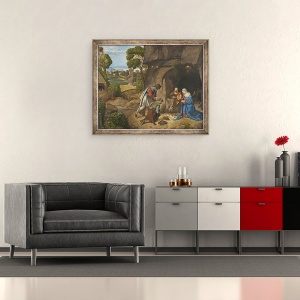 Tablou inramat - Giorgione - Adorarea Pastorilor, 50 x 60 cm - Img 2