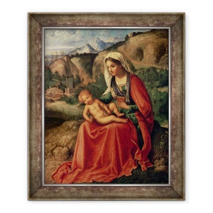 Tablou inramat - Giorgione - Fecioara si Copil intr-un peisaj, 50 x 60 cm