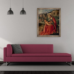 Tablou inramat - Giorgione - Fecioara si Copil intr-un peisaj, 50 x 60 cm - Img 2