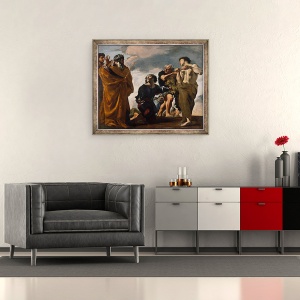 Tablou inramat - Giovanni Lanfranco - Moise si trimisii din Canaan, 50 x 60 cm - Img 2