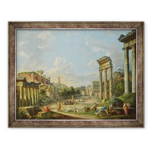 Tablou inramat - Giovanni Paolo Pannini - Vedere de Campo Vaccino in Roma, 60 x 80 cm