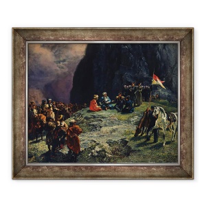 Tablou inramat - Grigori Grigorevich Gagarin - Adunarea generalului Kluke von Klugenau si Imam Shamil in 1837, 50 x 60 cm